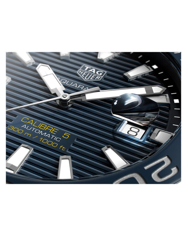Tag Heuer Mens Aquaracer Silver Stainless Steel Case Automatic Blue Dial Silver Stainless Steel Bracelet Watch WAY201B.BA0927