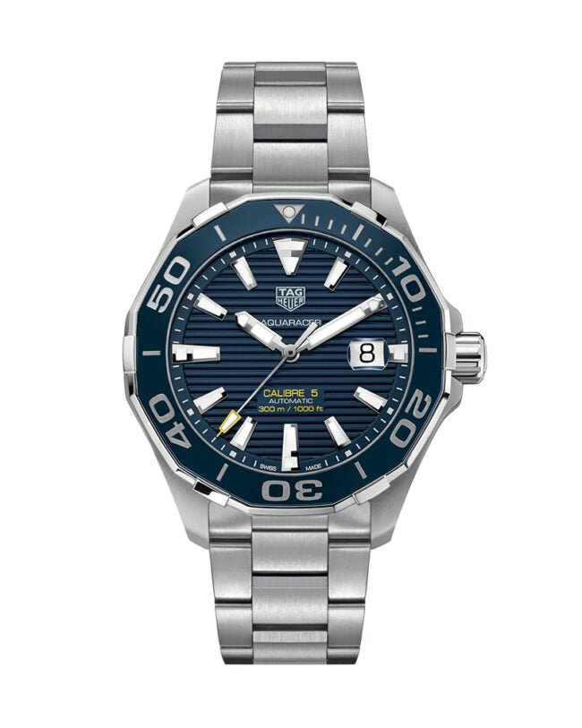 Tag Heuer Mens Aquaracer Silver Stainless Steel Case Automatic Blue Dial Silver Stainless Steel Bracelet Watch WAY201B.BA0927 Hover Image