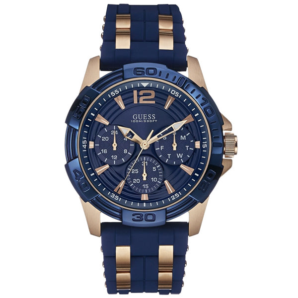 Guess Men’s Quartz Blue Silicone & Stainless Steel Blue Dial 43mm Watch W0366G4 Main Image