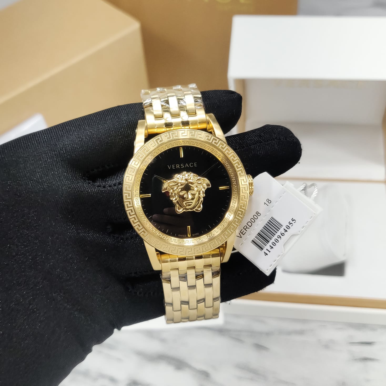 Versace Men’s Quartz Swiss Made Gold Stainless Steel Black Dial 43mm Watch VERD00818