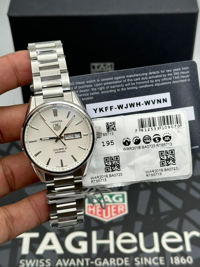 Tag Heuer Carrera Men’s Automatic Swiss Made Silver Stainless Steel Silver Dial 41mm Watch WAR201B.BA0723 WAR2018.BA0723