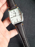 Hugo Boss tectangular Men’s JAPAN Made Quartz Blue Leather & Nylon Strap Silver Dial 34mm Watch