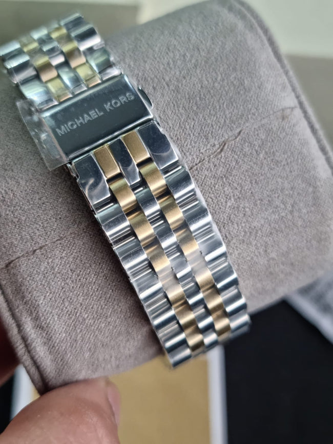 Michael Kors Women’s Chronograph Quartz Two-tone Stainless Steel Silver Dial 38mm Watch MK5955 Main Image