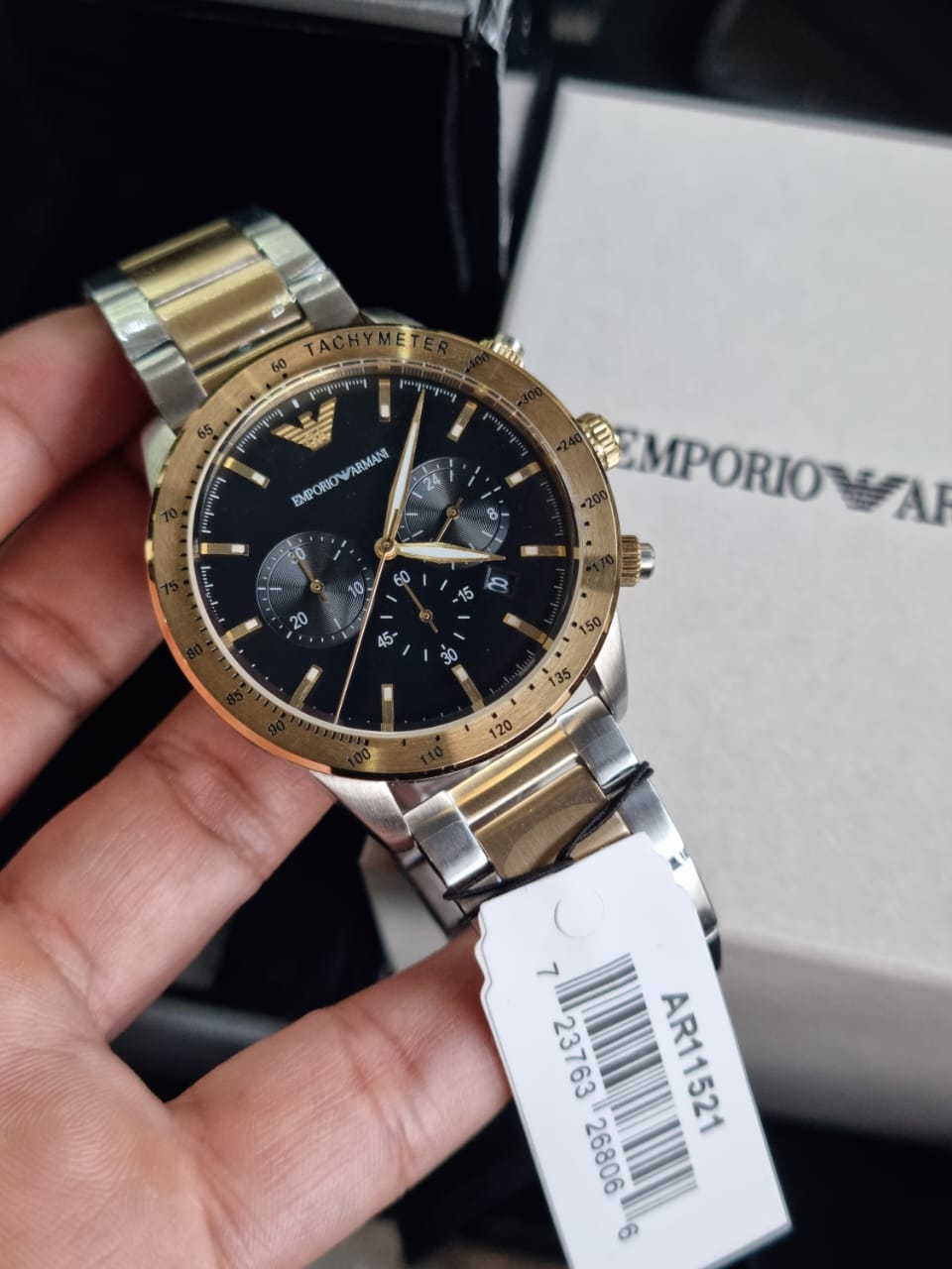 Emporio Armani Men’s Quartz Two-tone Stainless Steel Black Dial 43mm Watch AR11521