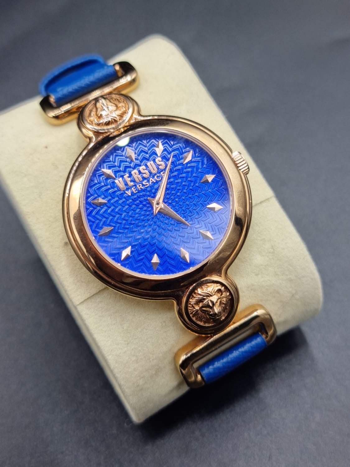 VERSUS Versace Blue dial Blue leather strap