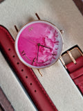Jean Mortimer Pink Dial With Leather Strap Ladies watch