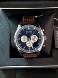 Hugo Boss Men’s Chronograph Leather Strap Blue Dial 44mm Watch 1513709