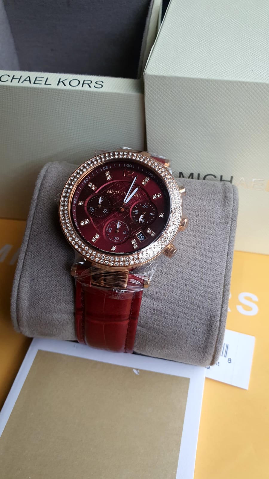 Michael Kors Women's Quartz Leather Strap Red Dial 39mm Watch
