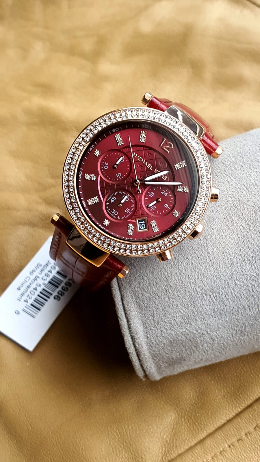 Michael Kors Women's Quartz Leather Strap Red Dial 39mm Watch