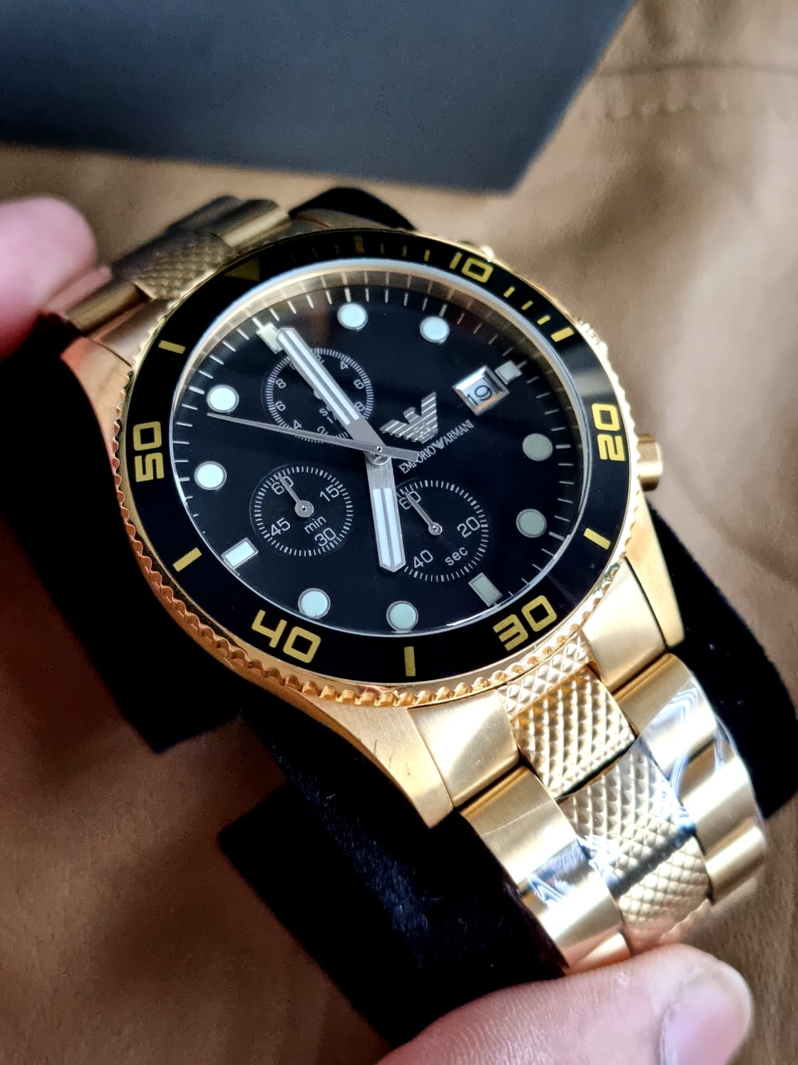 Emporio Armani Men’s Chronograph Quartz Stainless Steel Black Dial 42mm Watch AR5857