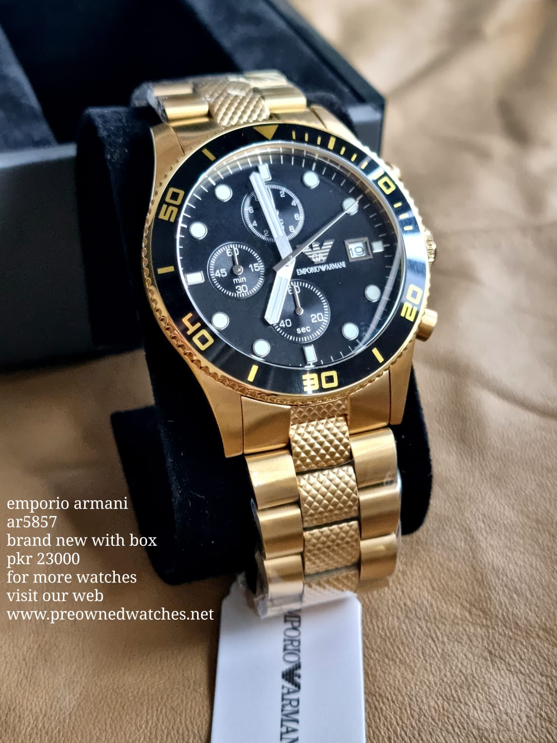 Emporio Armani Men’s Chronograph Quartz Stainless Steel Black Dial 42mm Watch AR5857