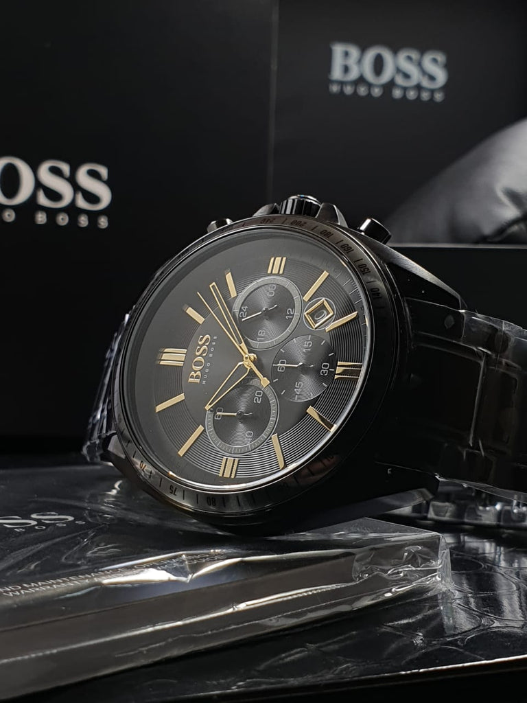 Hugo Boss Men’s Chronograph Quartz Stainless Steel Black Dial 45mm ...
