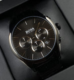 Hugo Boss Men’s Quartz Lather Strap Black Dial 46mm Watch 1513367