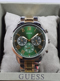 Guess Hendrix Silver & Gold Tone Stainless Steel Green Dial Chronograph Quartz Watch for Gents – Guess GW0066G2
