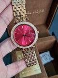 Michael Kors Women’s Quartz Rose Gold Stainless Steel Red Dial 39mm Watch MK3378