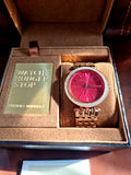 Michael Kors Women’s Quartz Rose Gold Stainless Steel Red Dial 39mm Watch MK3378