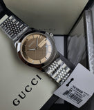 Gucci Men’s Analog Quartz Stainless Steel Brown Dial 38mm Watch YA126406