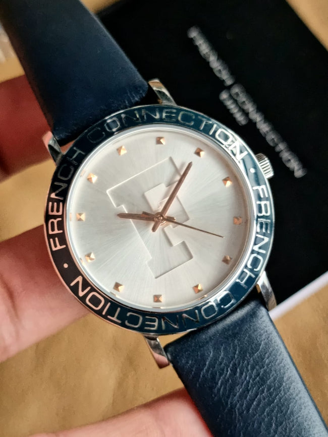 FRENCH CONNECTION WHITE DIAL LEATHER STRAP FC1212U Hover Image