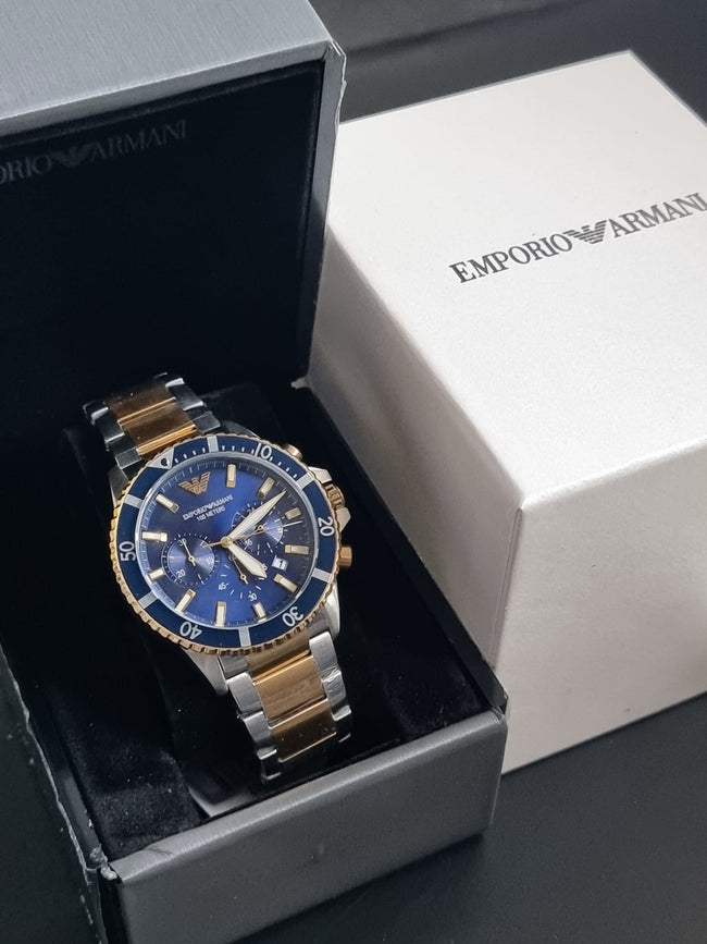 Emporio Armani Diver Blue/Gold toned steel 43 mm AR11362 Hover Image