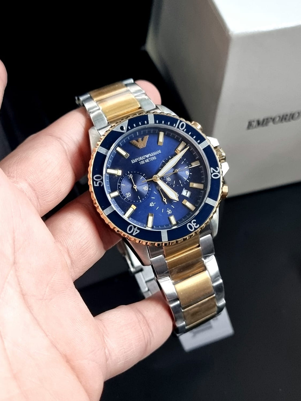 Emporio Armani Diver Blue/Gold toned steel 43 mm AR11362