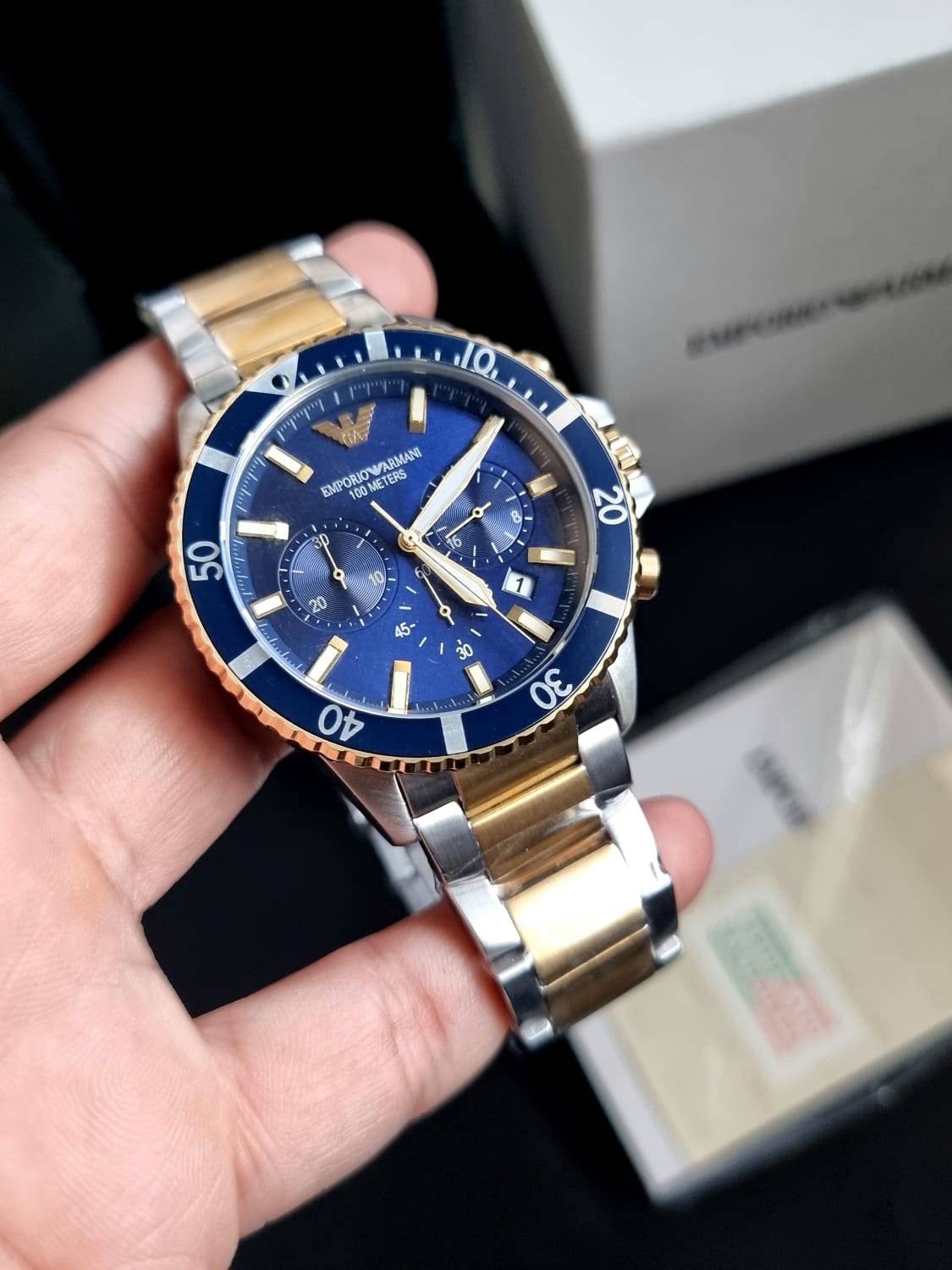 Emporio Armani Diver Blue/Gold toned steel 43 mm AR11362