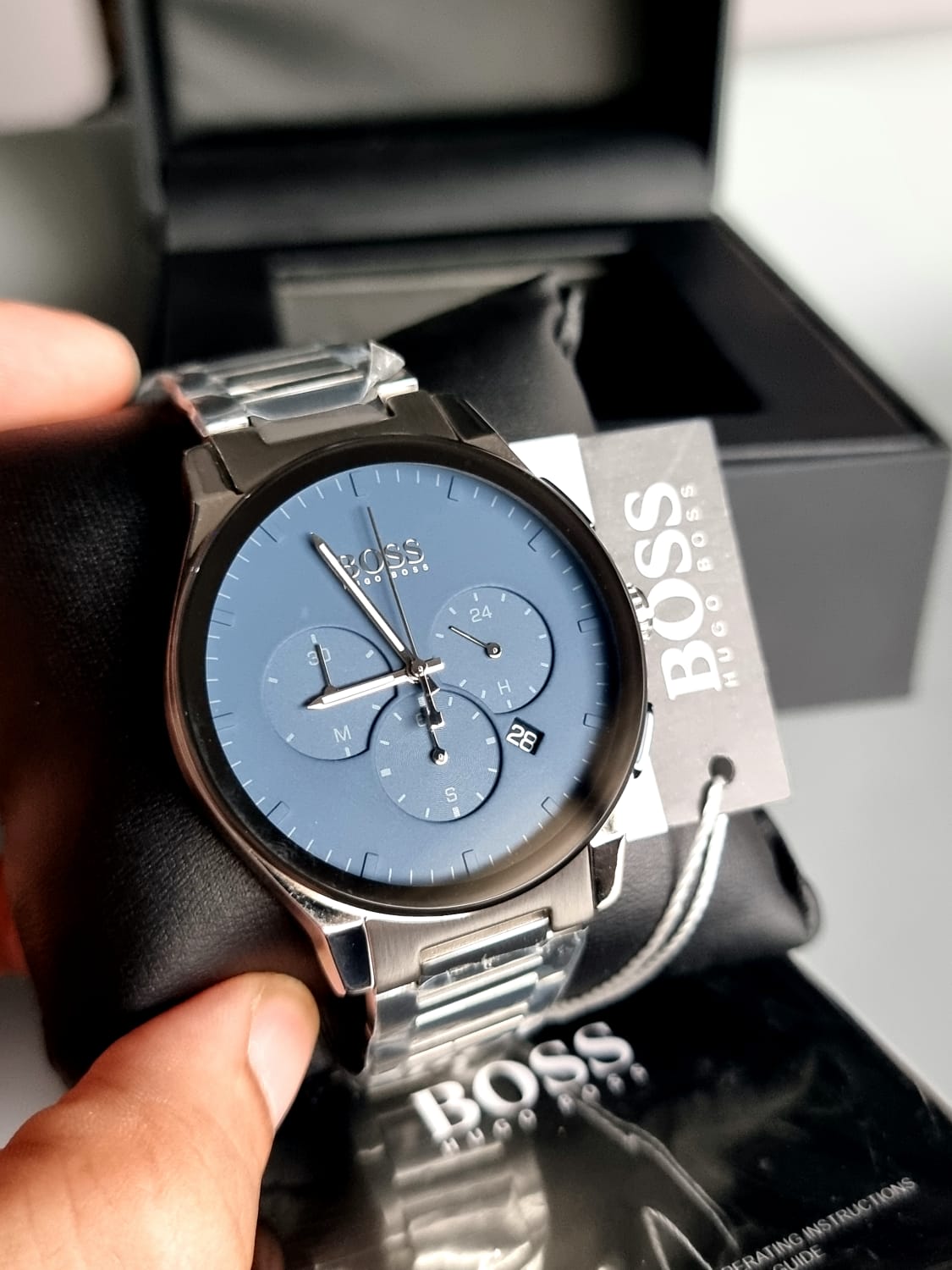 Hugo Boss Men’s Chronograph Quartz Stainless Steel Blue Dial 44mm Watch 1513763