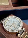 Michael Kors MK5856 Parker Gold Analog Chrono Glitz Dial Steel Women Watch