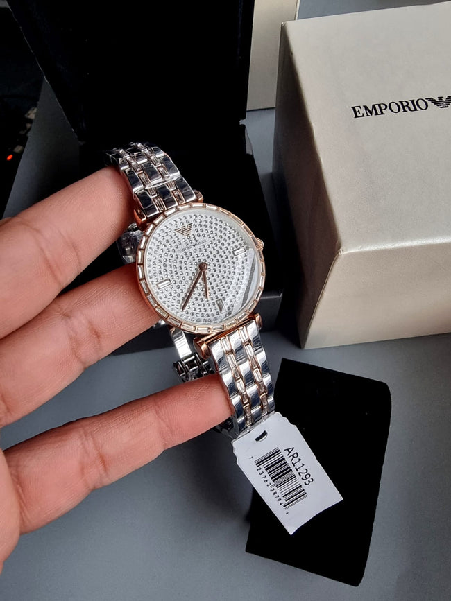 Emporio Armani Women’s Analog Stainless Steel Silver Dial 32mm Watch AR11293 s Hover Image