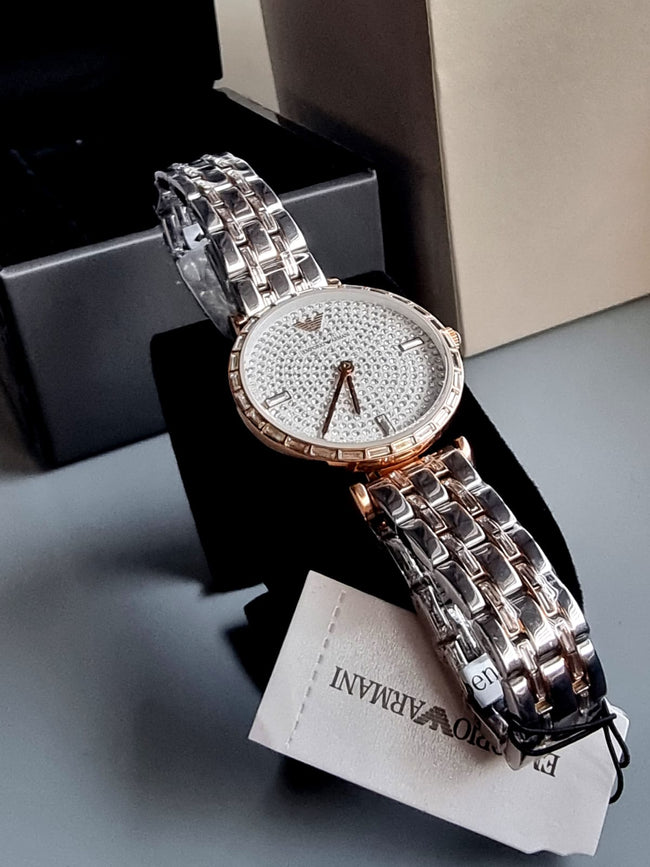 Emporio Armani Women’s Analog Stainless Steel Silver Dial 32mm Watch AR11293 s Main Image