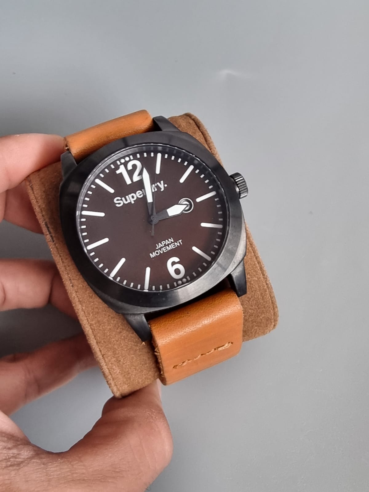 Superdry SYG103TT Men's Watch XL Analogue Quartz Leather, Brown/Black, SYG103TT