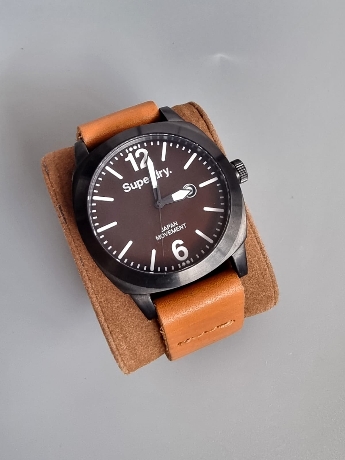 Superdry SYG103TT Men's Watch XL Analogue Quartz Leather, Brown/Black, SYG103TT