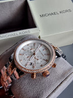 Michael Kors Women's Ritz Quartz Watch with Stainless Steel Strap, Two-Tone, 20 (Model: MK6938)