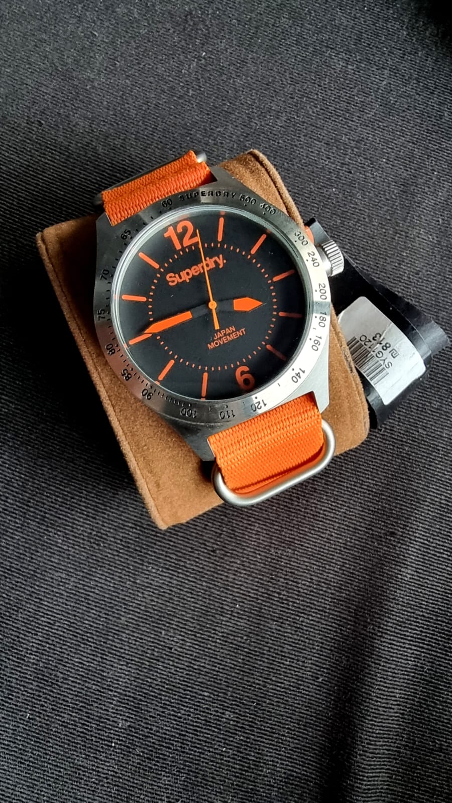 Superdry Men's 44mm Orange Canvas Band Steel Case Quartz Black