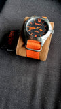 Superdry Men's 48mm Orange Canvas Band Steel Case Quartz Black Dial Analog Watch SYG1120