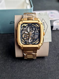 Fossil Men’s Automatic Gold Stainless Steel Black Skeleton Dial 42mm Watch BQ2573