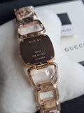 Gucci G Black Diamond Dial Rose Gold PVD Stainless Steel Ladies Watch YA125409