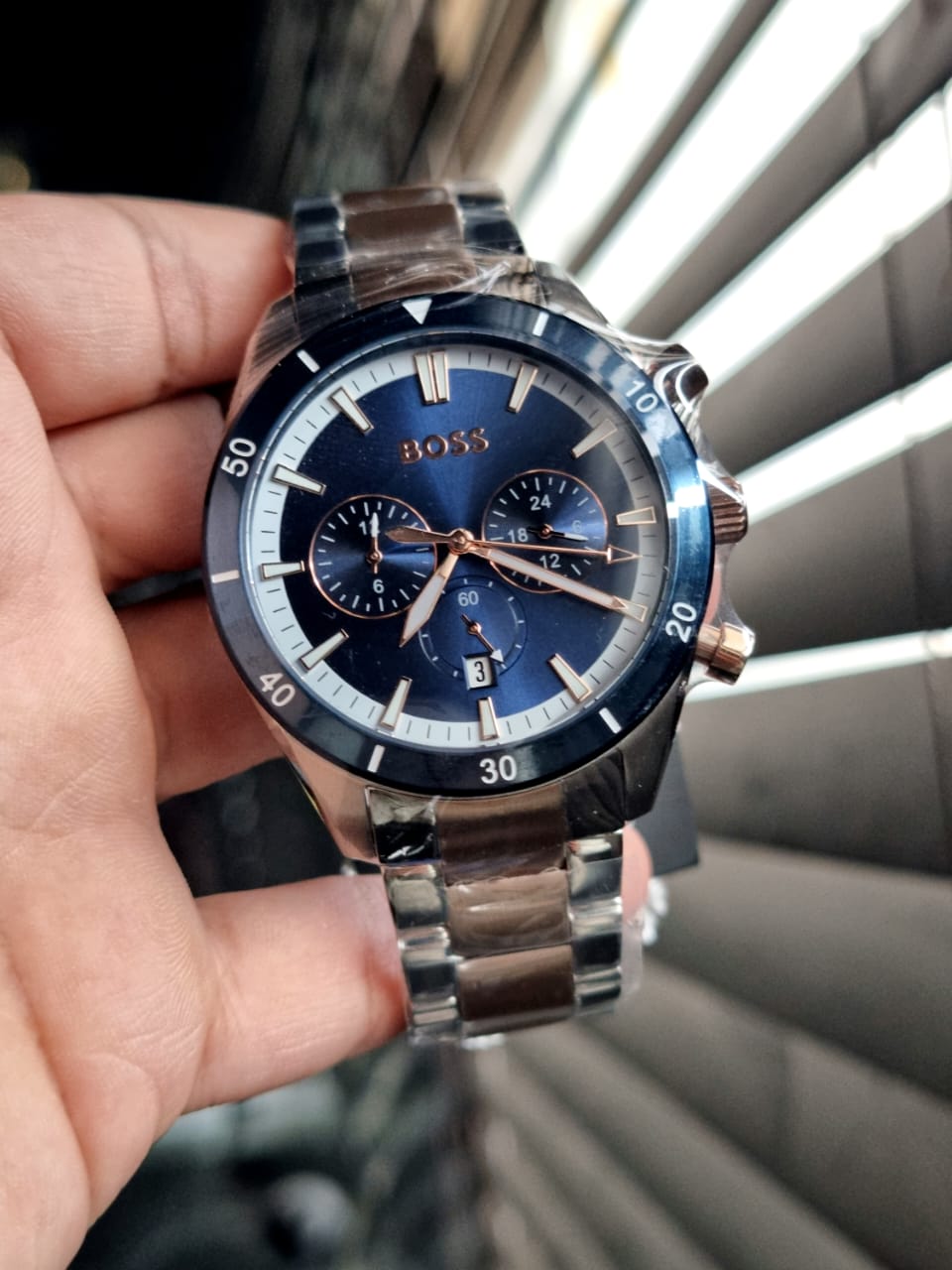 Hugo Boss Two-Tone Steel Blue Dial Men's Chronograph Watch - 1513937
