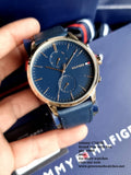 Tommy Hilfiger Analogue Multifunction Quartz Watch for Men with Navy Blue Leather Strap - 1710405