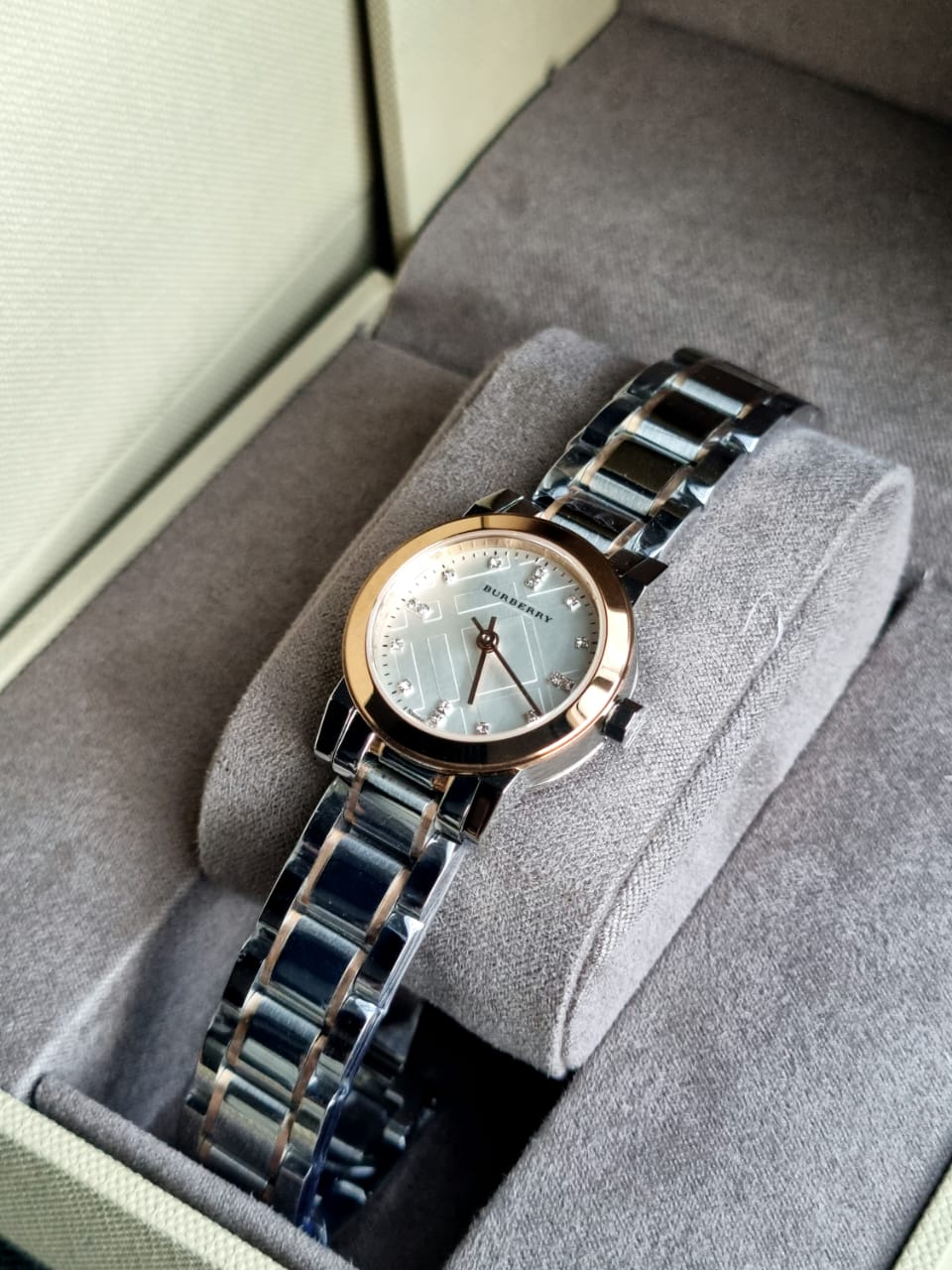 BURBERRY Heritage Grey Dial Two-tone Stainless Steel Ladies Watch BU9214