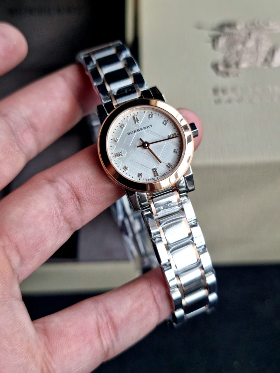 BURBERRY Heritage Grey Dial Two-tone Stainless Steel Ladies Watch BU9214