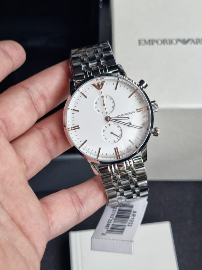 Emporio Armani AR1933 Silver Stainless Steel Chronograph Men's Watch Hover Image