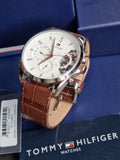 Tommy Hilfiger Men’s Quartz Leather Strap Silver Dial 44mm Watch 1710450