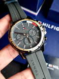 Tommy Hilfiger Men’s Quartz Silicone Strap Grey Dial 45mm Watch 1791792
