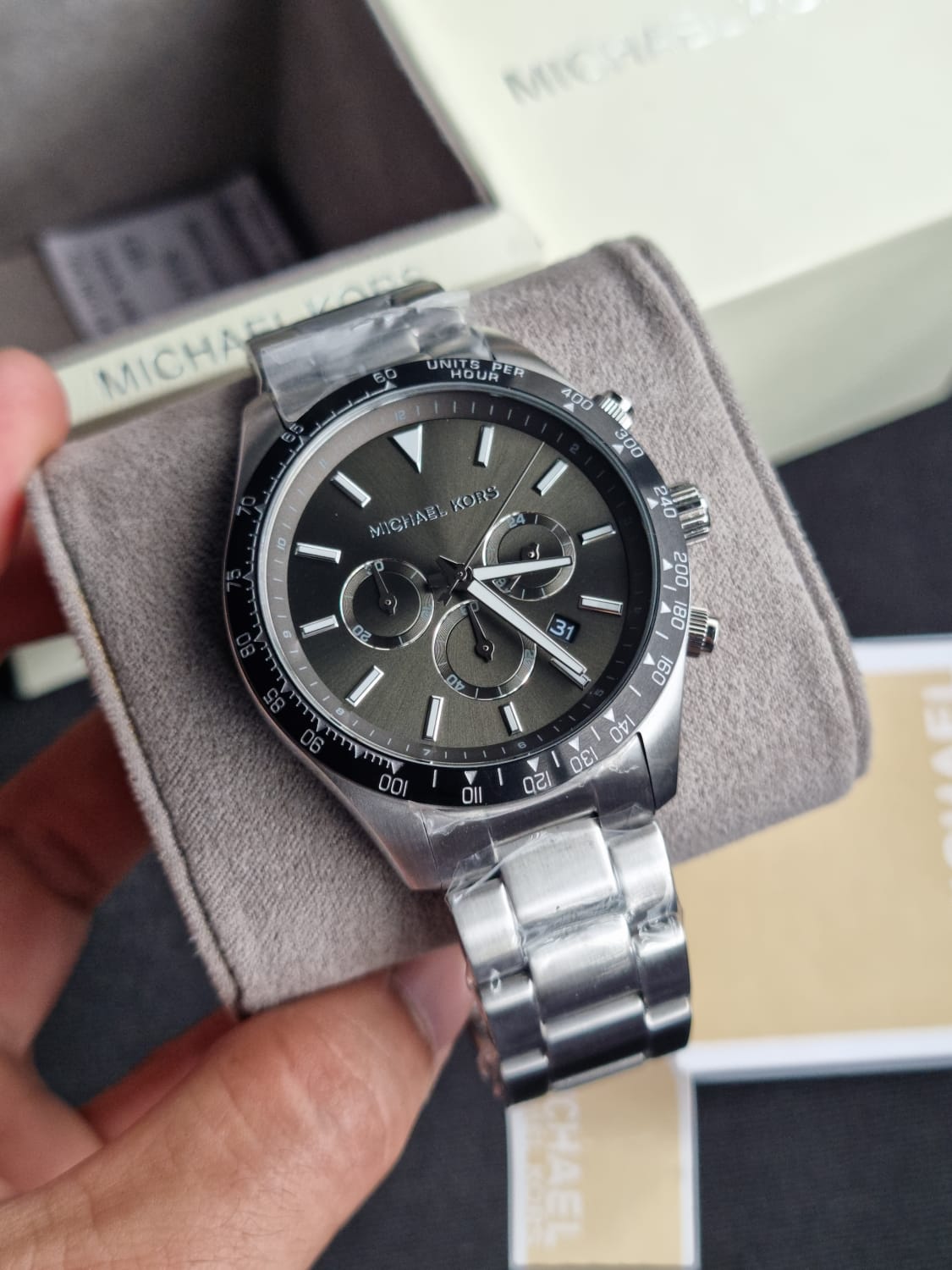 Michael Kors Men’s Quartz Stainless Steel Green Dial 45mm Watch MK8912