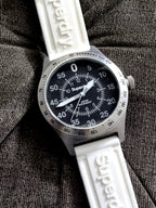 Superdry Gents Stainless Steel Sports Watch with White Strap syg111w