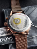 Hugo Boss Men's Companion 42mm Rose Gold-Tone Steel Bracelet & Case Quartz Black Dial Analog Watch 1513548