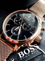 Hugo Boss Men's Companion 42mm Rose Gold-Tone Steel Bracelet