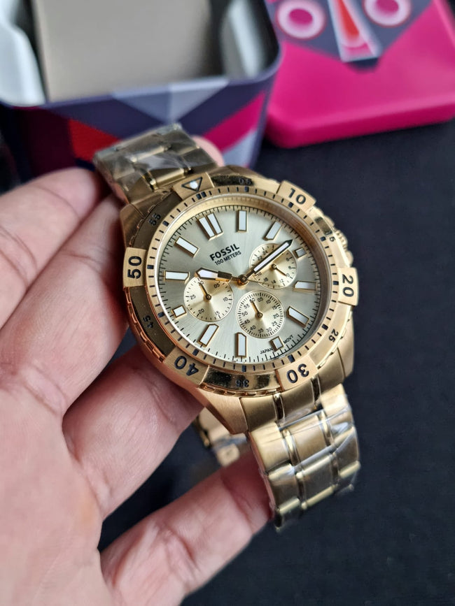 FOSSIL Garrett Chronograph Quartz Gold Dial Men's Watch FS5772 Main Image