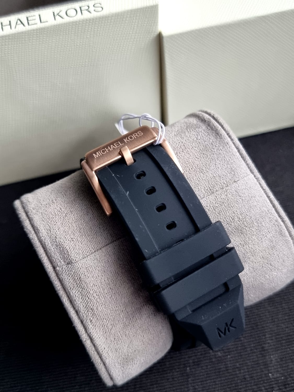 Michael Kors Men’s Chronograph Quartz Silicone Strap Black Dial 44mm Watch MK8436