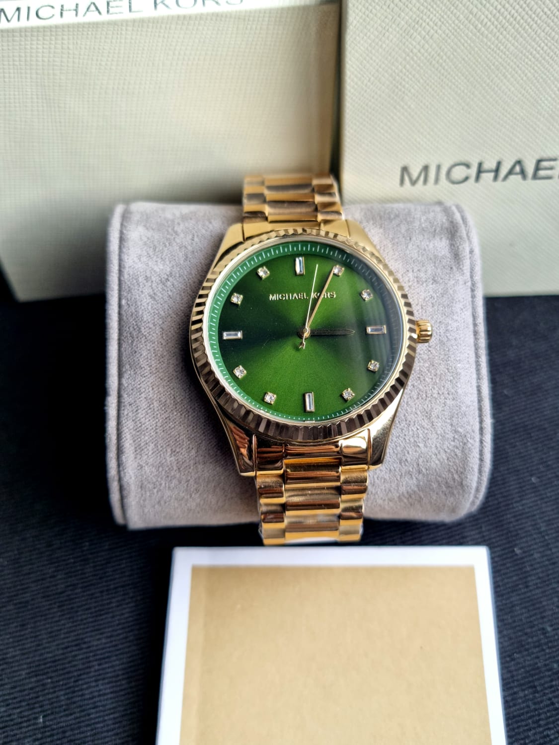 Michael Kors Women’s Quartz Gold Stainless Steel Emerald Green Dial 42mm Watch MK3226
